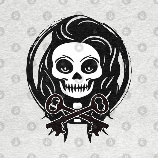 Locksmith Skull and Keys Black Logo by Nuletto